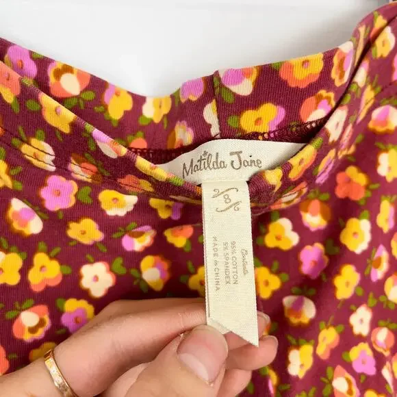 Matilda Jane Floral Striped Pattern Magician Ruffle Benny’s Leggings Size Girl 8 - Picture 6 of 7